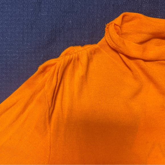 Zara 9598/012/615 Women Orange Mock  Neck LS Viscose/Nylon/Linen Pullover  Top M - Picture 8 of 9